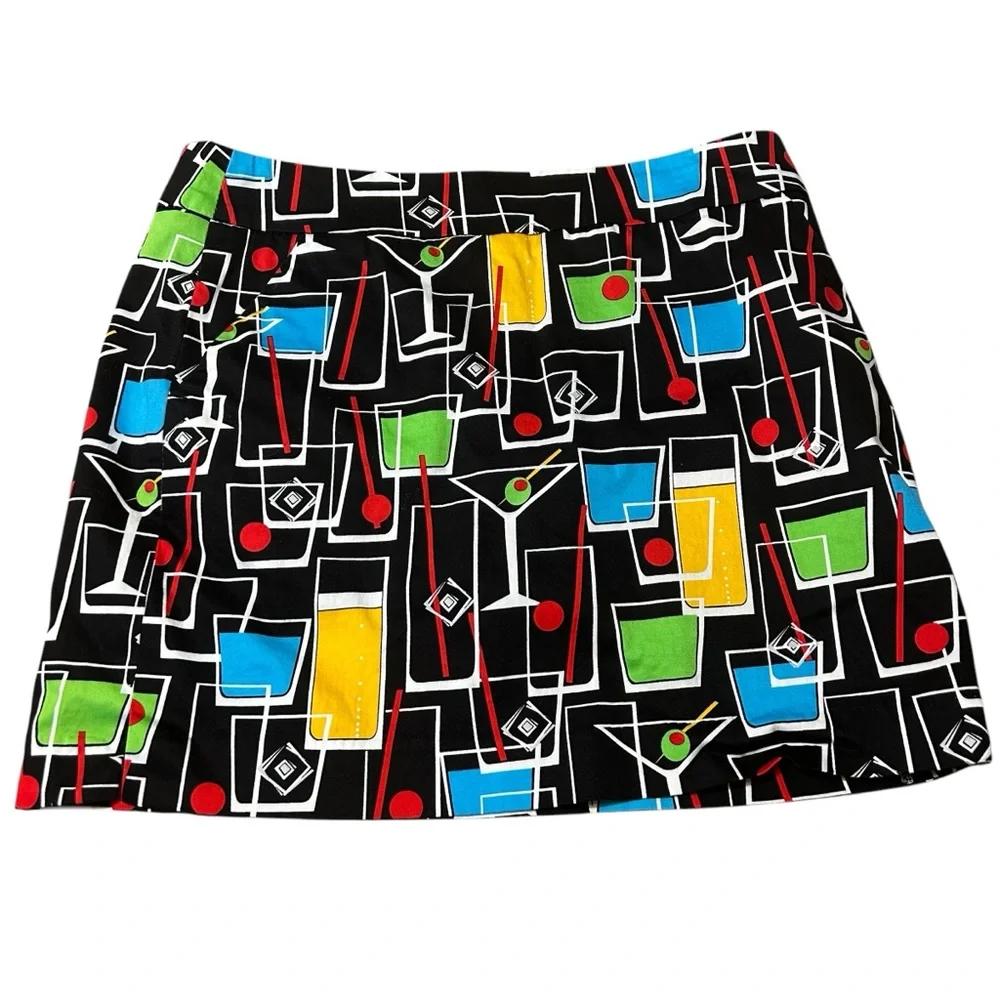 Loudmouth Ladies Skort Happy Hour Cocktails Golf Pickleball Tennis Black Multi 8 - Picture 7 of 15